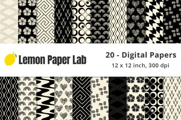 Black and Beige Geometric Pattern Papers
