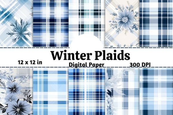 Blue Winter Plaids Digital Paper: A Chic and Practical Design Solution