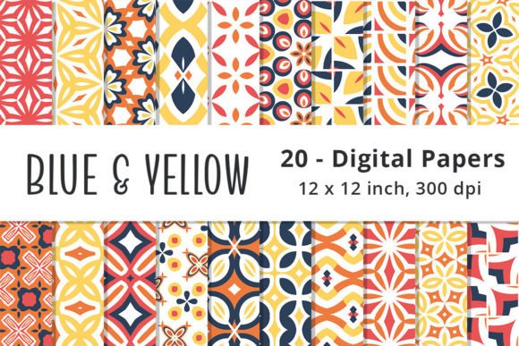 Blue Yellow Orange Red Digital Paper