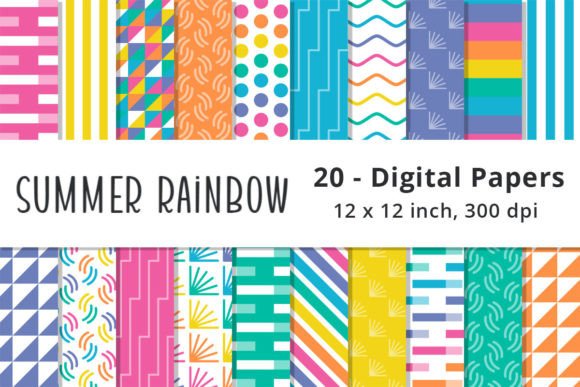 Bright Summer Rainbow Scrapbook Paper
