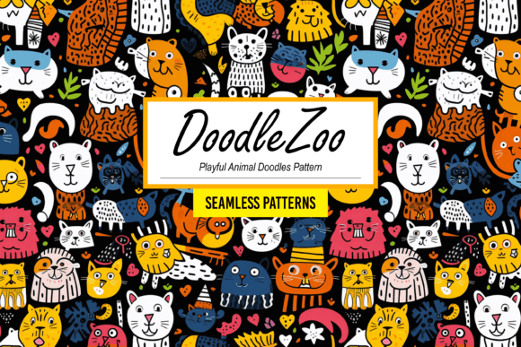 DoodleZoo Playful Animal Doodle Pattern