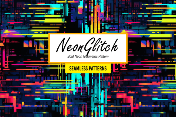 NeonGlitch - Bold Neon Geometric Pattern