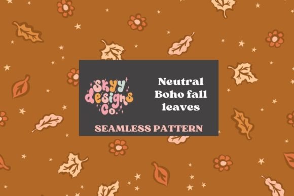 Neutral Boho Fall Leaves Seamless File for Creative Projects