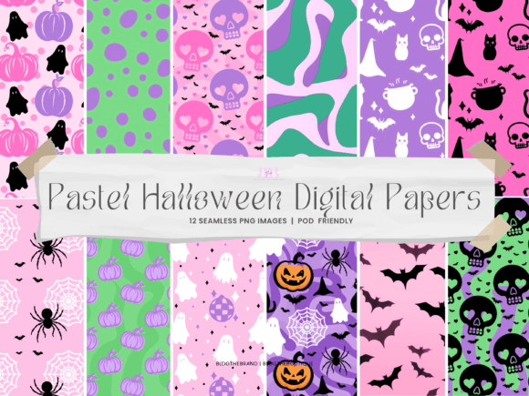 Pastel Halloween Seamless Digital Papers