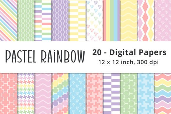 Pastel Rainbow Digital Paper Backgrounds