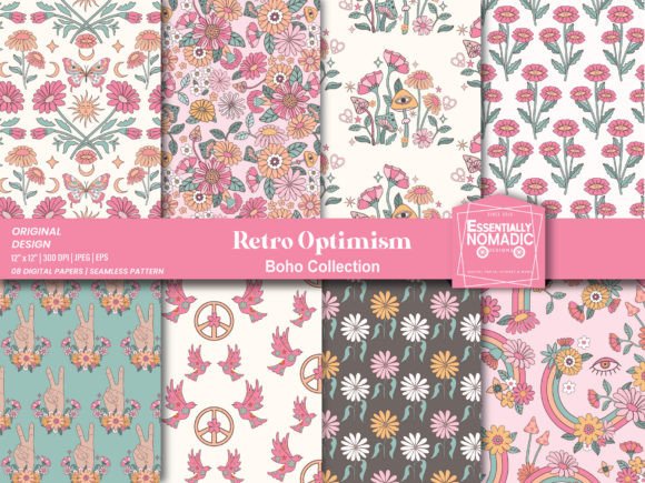 Pink Pastel Groovy Floral Digital Paper: A Timeless Design for Creative Projects