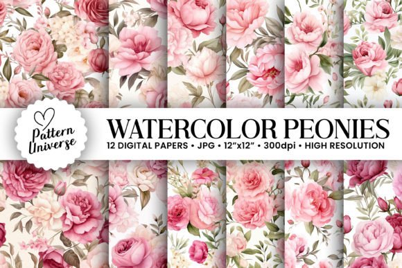Pink Watercolor Peonies Digital Papers: A Versatile Creative Resource for Designers and Craft Enthusiasts