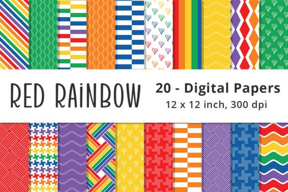 Rainbow Pattern Background Digital Paper