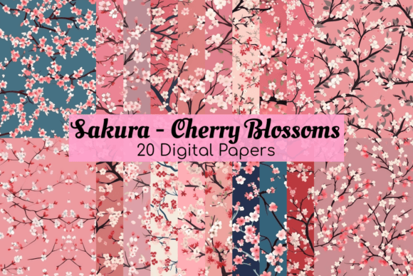 Sakura Cherry Blossoms Digital Paper Set