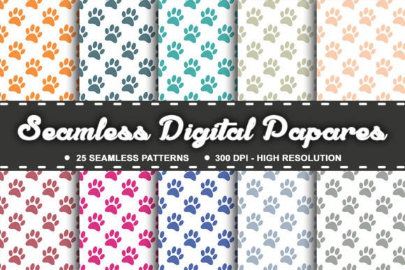 Seamless Dog Paws Digital Papers Pattern: A Versatile Design Resource for Creative Projects