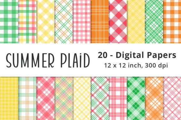 Summer Plaid Digital Paper Backgrounds: A Vibrant Addition to Your Creative Projects