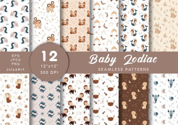Zodiac Seamless Pattern Set for Creative Projects